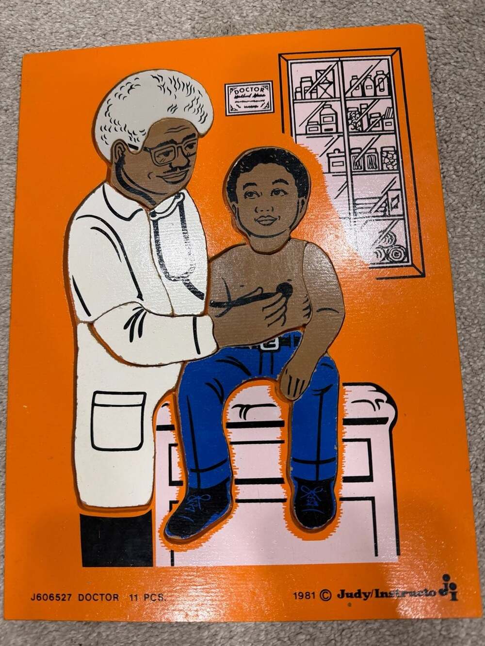Vintage Judy Instructo African American Doctor 11 Pcs VTG Wooden Puzzle 1981